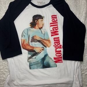 Morgan Wallen Graphic Long Sleeve Tee - Black and White